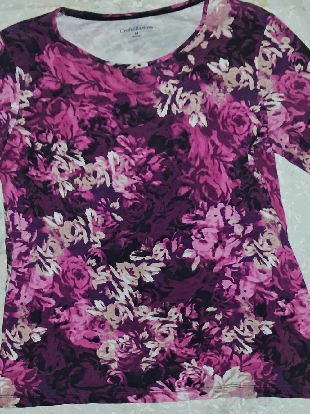 croft & barrow Purple and Pink Floral Long Sleeve Tee